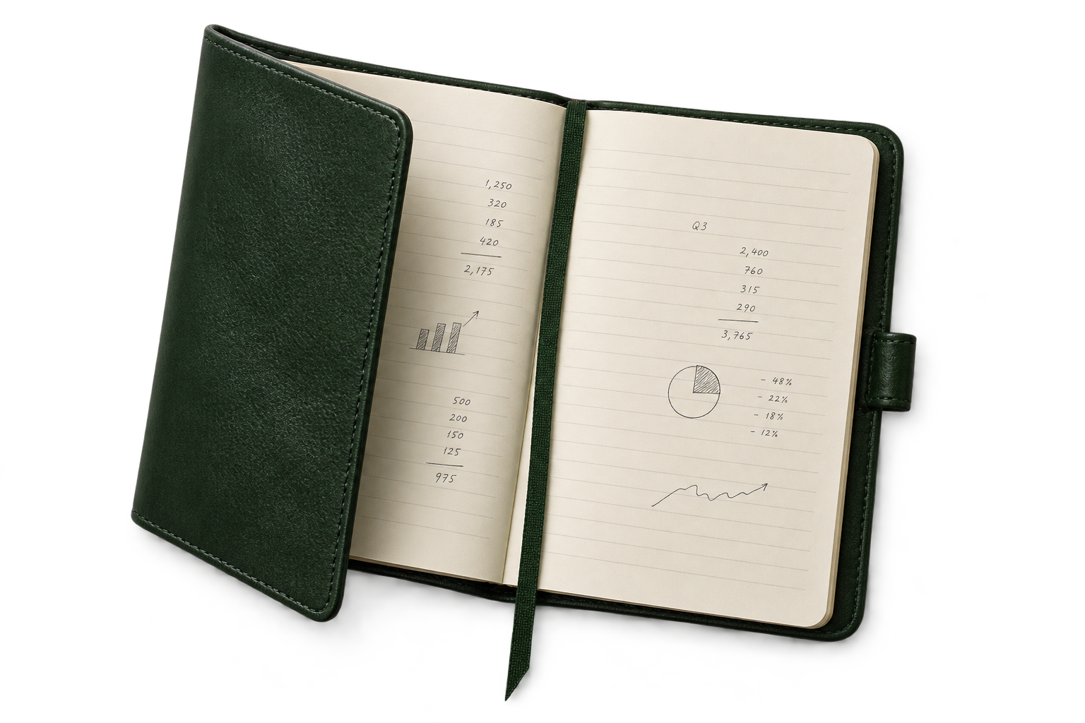 Libreta con gastos anotados